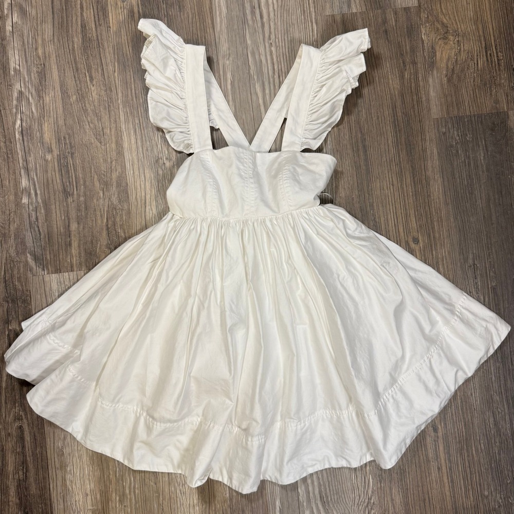 VICI Coquette Princesscore White Cotton Ruffle Strap Back Bow Mini Dress XS